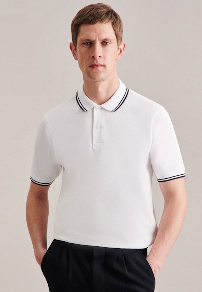 Gerader Schnitt (Normal-Fit) Polo-Shirt Uni in Weiß |  Seidensticker Onlineshop
