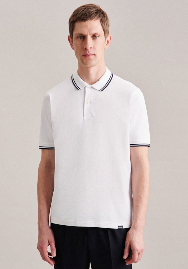 Kragen Polo-Shirt Gerader Schnitt (Normal-Fit) in Weiß |  Seidensticker Onlineshop