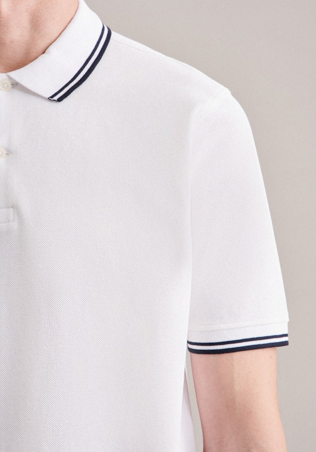 Gerader Schnitt (Normal-Fit) Polo-Shirt Uni in Weiß | Seidensticker Onlineshop