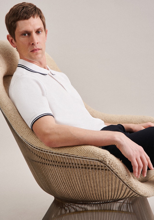 Gerader Schnitt (Normal-Fit) Polo-Shirt Uni in Weiß | Seidensticker Onlineshop