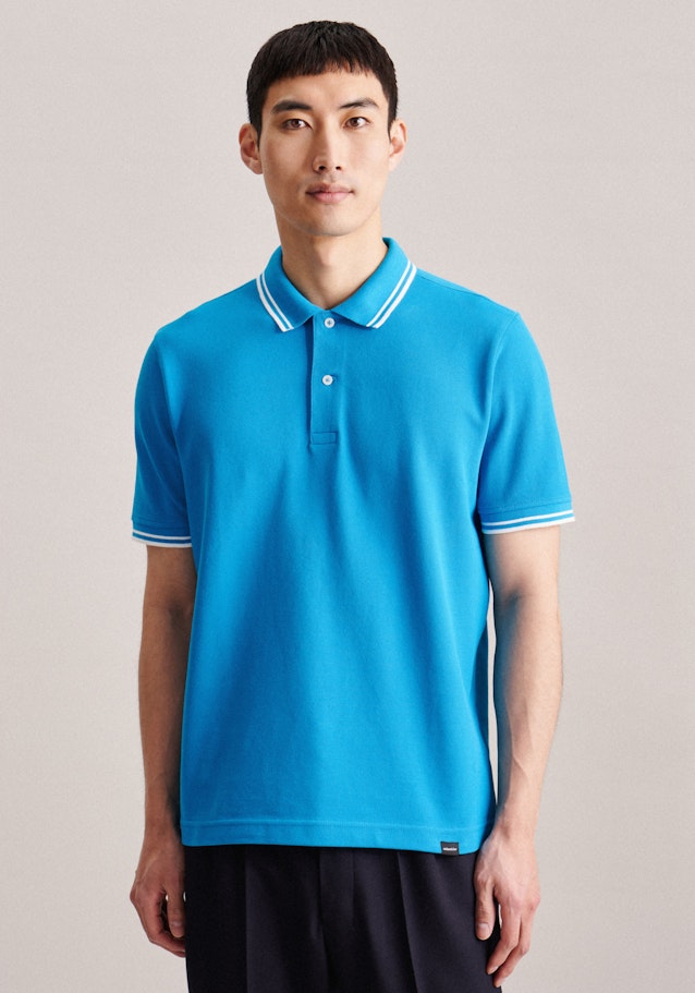 Gerader Schnitt (Normal-Fit) Polo-Shirt Uni in Türkis | Seidensticker Onlineshop