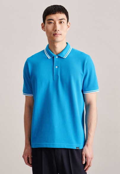 Gerader Schnitt (Normal-Fit) Polo-Shirt Uni in Turquoise |  Seidensticker Onlineshop