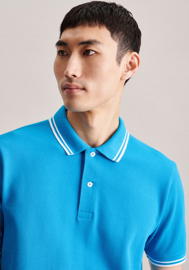 Gerader Schnitt (Normal-Fit) Polo-Shirt Uni in Türkis | Seidensticker Onlineshop