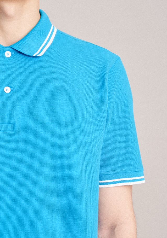 Gerader Schnitt (Normal-Fit) Polo-Shirt Uni in Türkis | Seidensticker Onlineshop