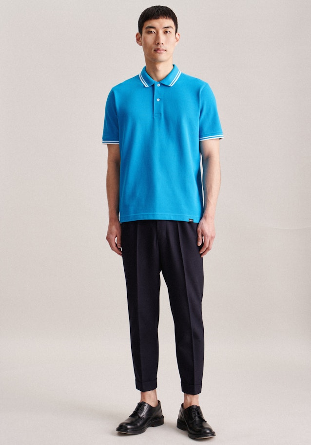 Gerader Schnitt (Normal-Fit) Polo-Shirt Uni in Türkis | Seidensticker Onlineshop