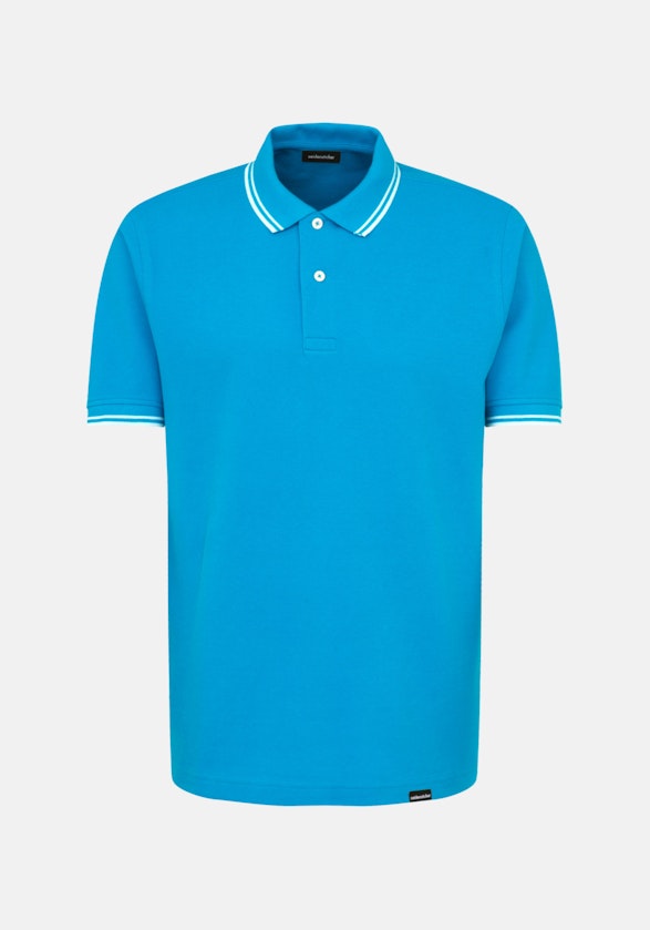 Gerader Schnitt (Normal-Fit) Polo-Shirt Uni in Türkis | Seidensticker Onlineshop