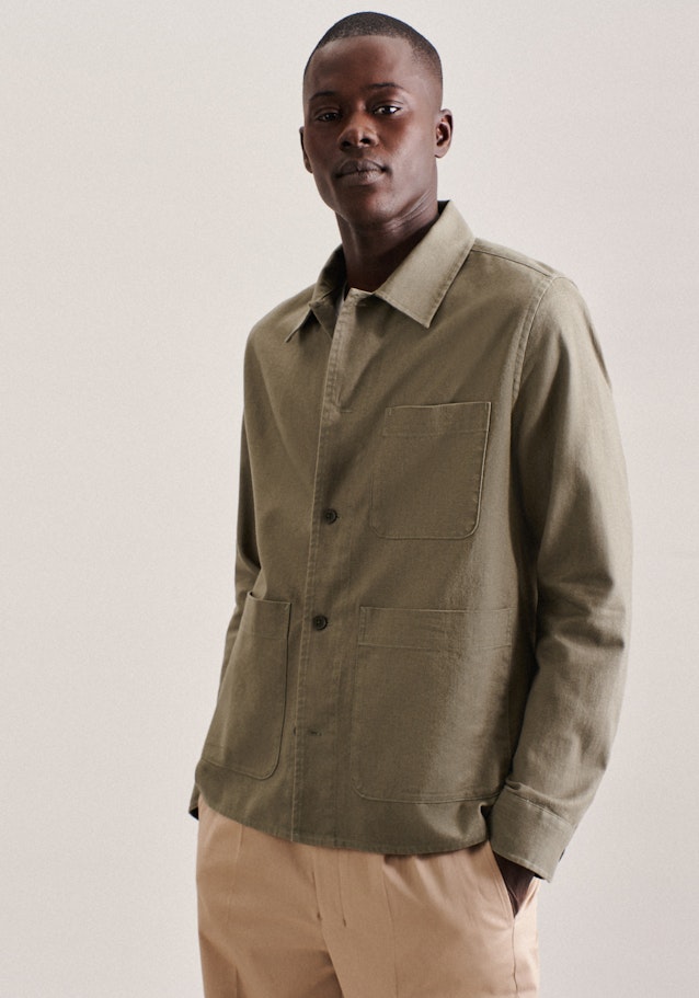 Gerader Schnitt (Normal-Fit) Veste Uni in Vert | Seidensticker Onlineshop