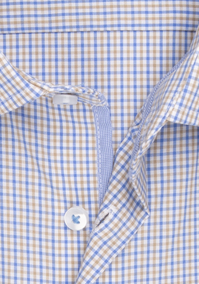 Non-iron Popeline Korte mouwen Business overhemd in Regular with Kentkraag in Bruin |  Seidensticker Onlineshop