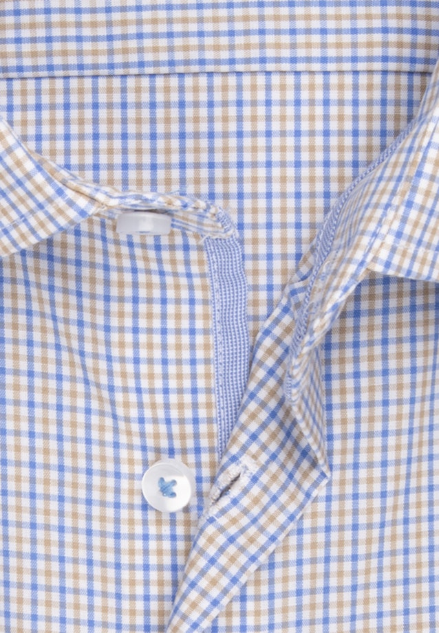 Non-iron Poplin Short sleeve Business Shirt in Regular with Kent-Collar in Brown |  Seidensticker Onlineshop