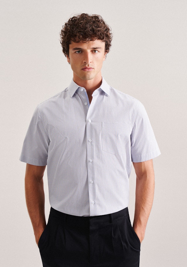 Non-iron Poplin Short sleeve Business Shirt in Regular with Kent-Collar in Brown | Seidensticker Onlineshop
