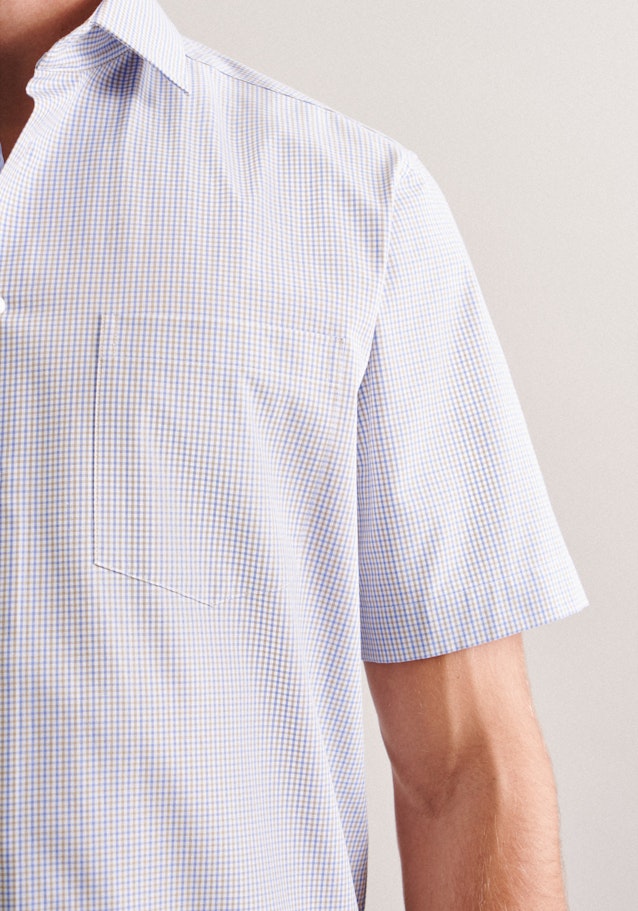 Non-iron Poplin Short sleeve Business Shirt in Regular with Kent-Collar in Brown |  Seidensticker Onlineshop