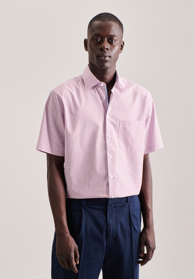 Non-iron Poplin Short sleeve Business Shirt in Regular with Kent-Collar in Red | Seidensticker Onlineshop