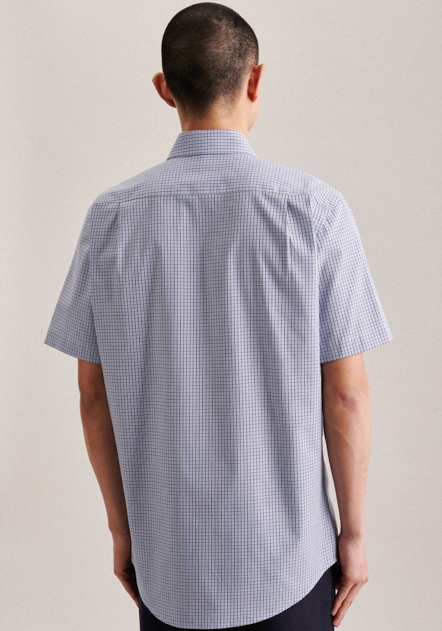 Non-iron Poplin Short sleeve Business Shirt in Regular with Kent-Collar in Dark Blue | Seidensticker Onlineshop
