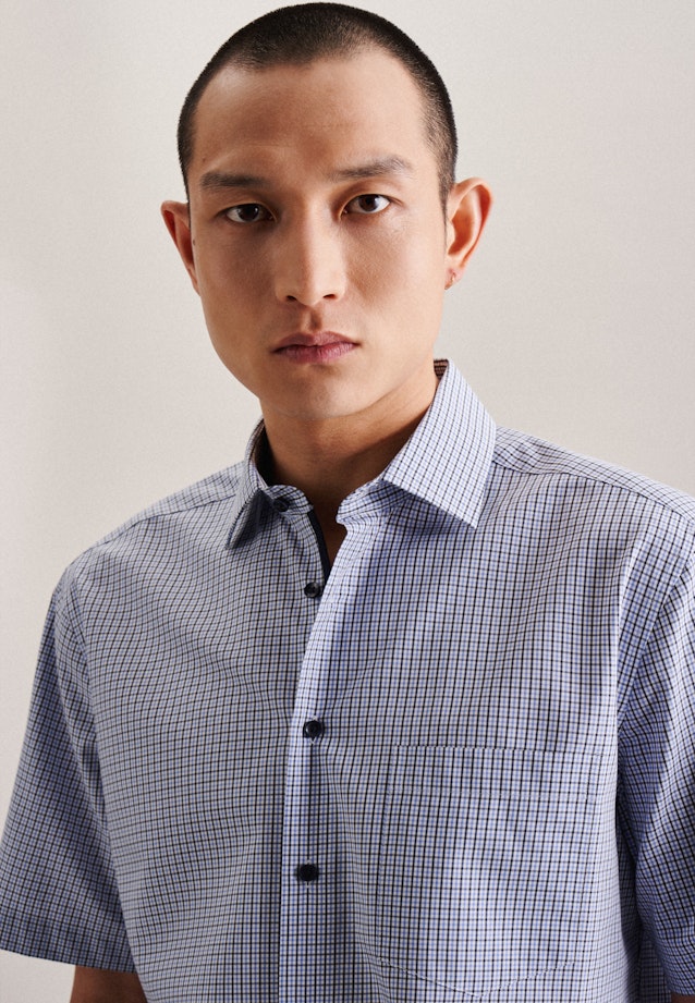 Non-iron Poplin Short sleeve Business Shirt in Regular with Kent-Collar in Dark Blue |  Seidensticker Onlineshop