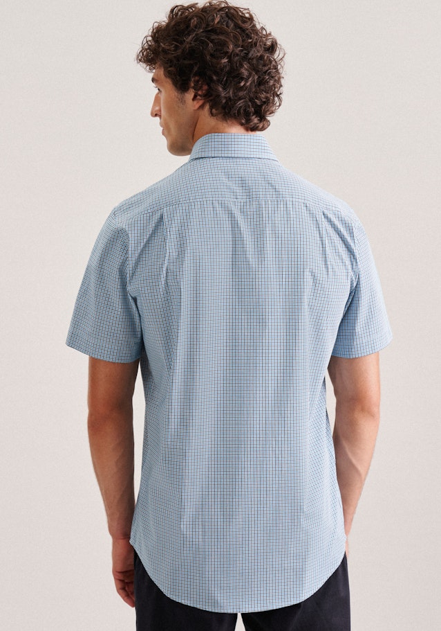 Non-iron Popeline korte arm Business overhemd in Regular with Kentkraag in Turquoise | Seidensticker Onlineshop