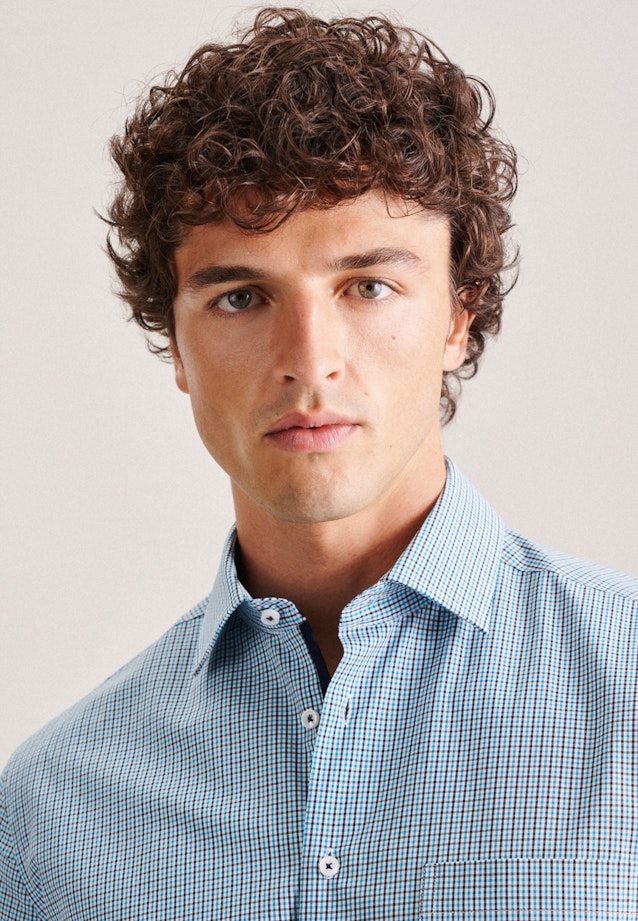 Regular Business Hemd Karo in Türkis |  Seidensticker Onlineshop