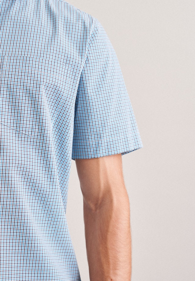 Non-iron Popeline korte arm Business overhemd in Regular with Kentkraag in Turquoise |  Seidensticker Onlineshop