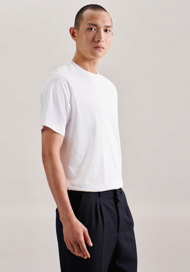 Rundhals T-Shirt Gerader Schnitt (Normal-Fit) in Weiß | Seidensticker Onlineshop