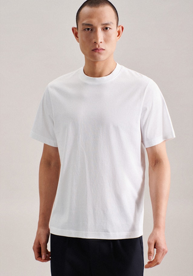 Rundhals T-Shirt Gerader Schnitt (Normal-Fit) in Weiß |  Seidensticker Onlineshop