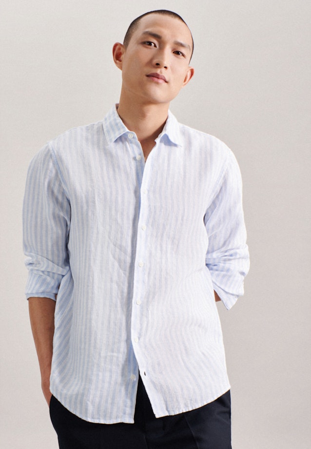 Regular Casual Hemd Streifen in Hellblau |  Seidensticker Onlineshop