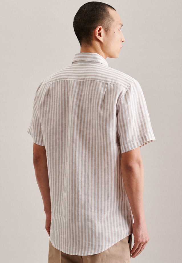 Linen Short sleeve Business Shirt in Regular with Kent-Collar in Brown | Seidensticker Onlineshop