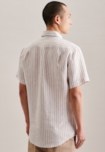 Linen Short sleeve Business Shirt in Regular with Kent-Collar in Brown |  Seidensticker Onlineshop