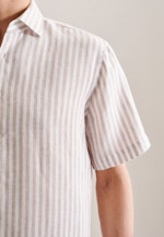 Linen Short sleeve Business Shirt in Regular with Kent-Collar in Brown |  Seidensticker Onlineshop