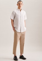 Linen Short sleeve Business Shirt in Regular with Kent-Collar in Brown |  Seidensticker Onlineshop