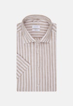 Linen Short sleeve Business Shirt in Regular with Kent-Collar in Brown |  Seidensticker Onlineshop