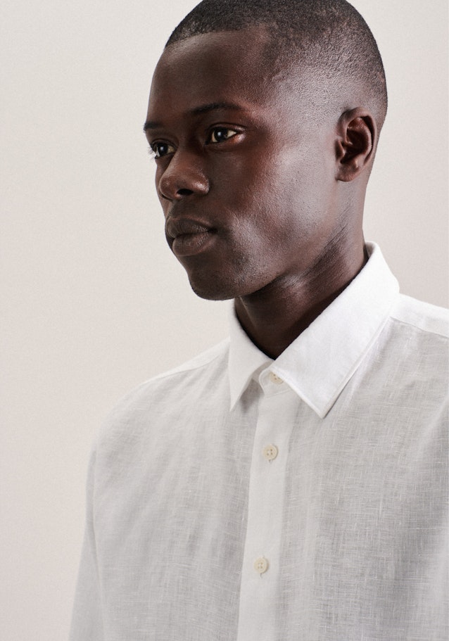 Leinen Casual Hemd in Regular mit Kentkragen in Weiß |  Seidensticker Onlineshop