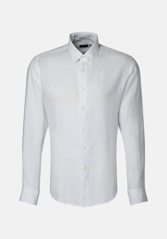 Leinen Casual Hemd in Regular mit Kentkragen in Weiß |  Seidensticker Onlineshop