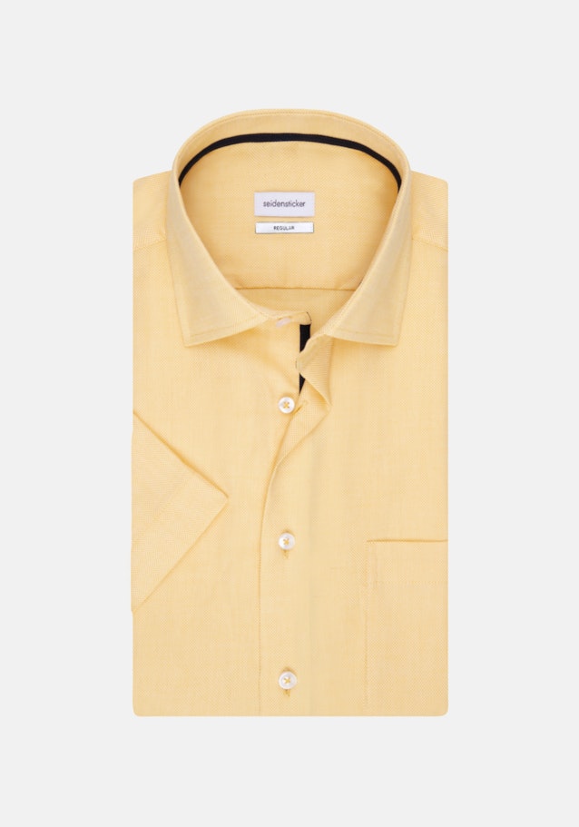 Non-iron Structure Short sleeve Business Shirt in Regular with Kent-Collar in Yellow |  Seidensticker Onlineshop