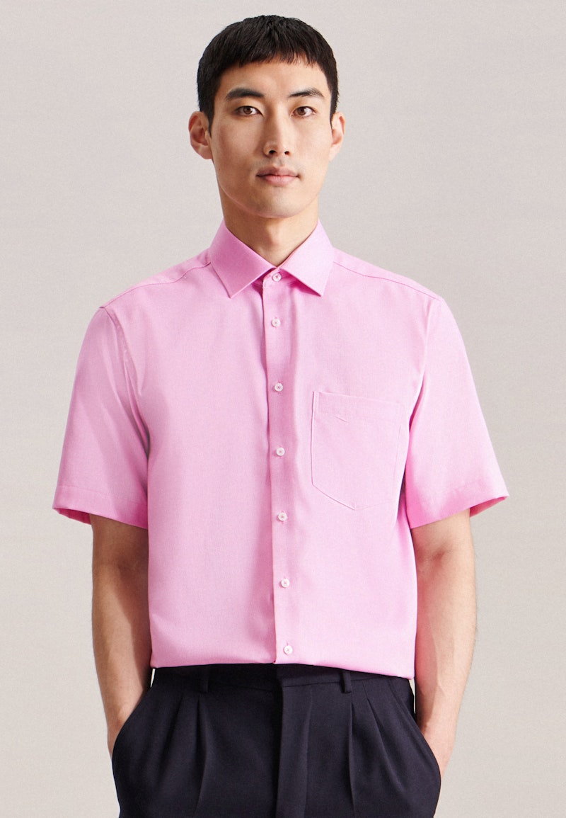 Non-iron Structure Short sleeve Business Shirt in Regular with Kent-Collar