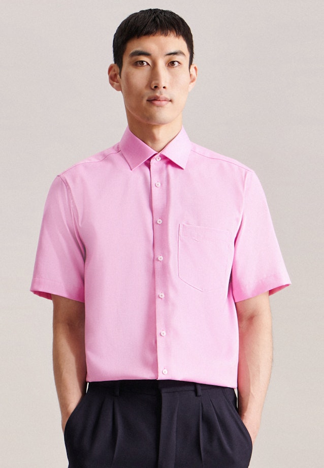 Non-iron Structure Short sleeve Business Shirt in Regular with Kent-Collar in Pink |  Seidensticker Onlineshop