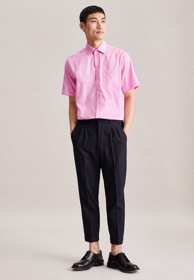 Non-iron Structure Short sleeve Business Shirt in Regular with Kent-Collar in Pink |  Seidensticker Onlineshop