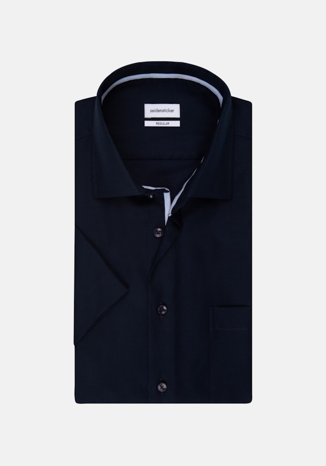 Non-iron Structure Short sleeve Business Shirt in Regular with Kent-Collar in Dark Blue |  Seidensticker Onlineshop