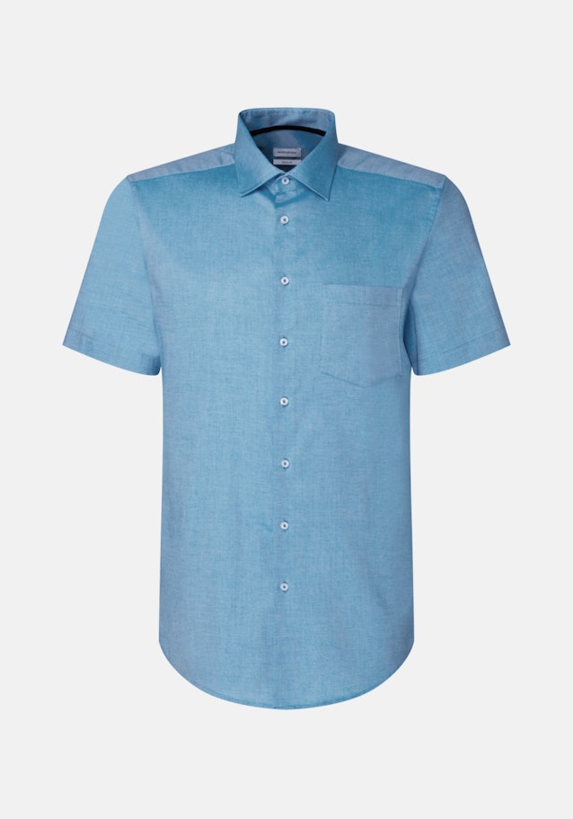 Non-iron Structure Short sleeve Business Shirt in Regular with Kent-Collar in Turquoise |  Seidensticker Onlineshop