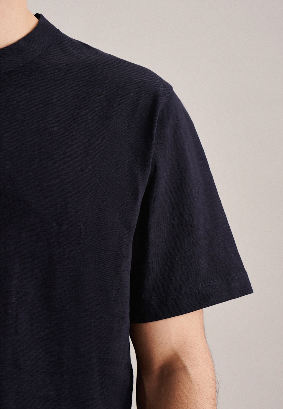 T-Shirt Gerader Schnitt (Normal-Fit) Manche Courte in Bleu Foncé |  Seidensticker Onlineshop