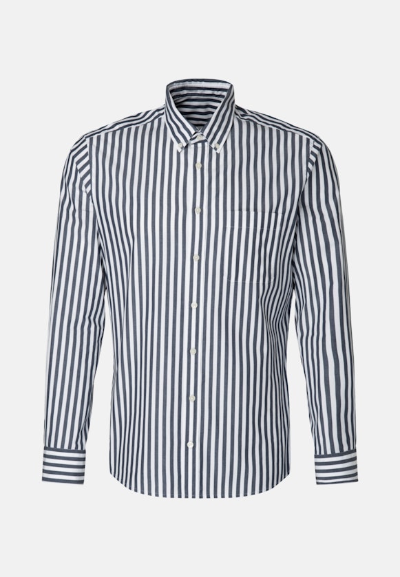Popeline Casual Hemd in Regular mit Button-Down-Kragen in Dunkelblau |  Seidensticker Onlineshop