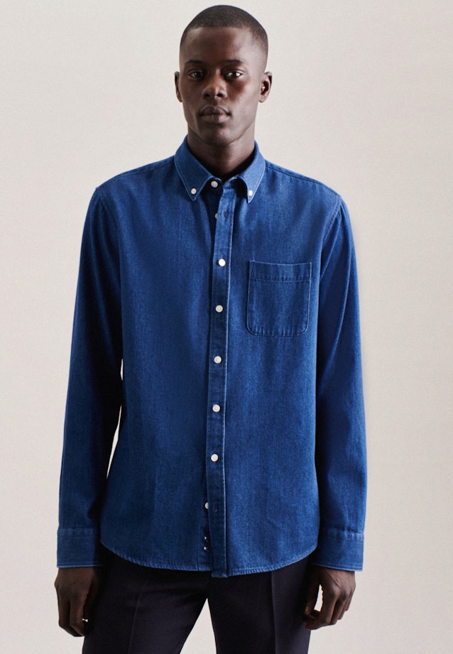 Regular Casual shirt Uni in Dark Blue |  Seidensticker Onlineshop