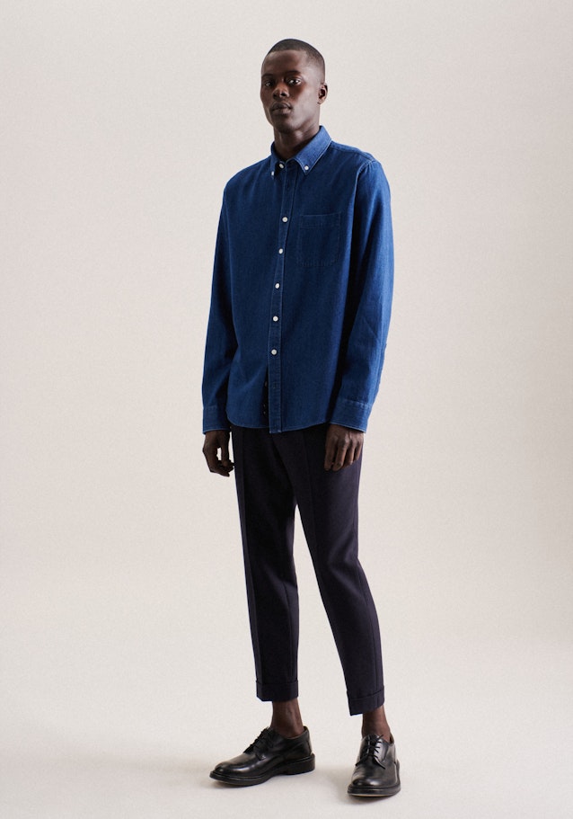 Regular Casual Hemd Uni in Dunkelblau | Seidensticker Onlineshop