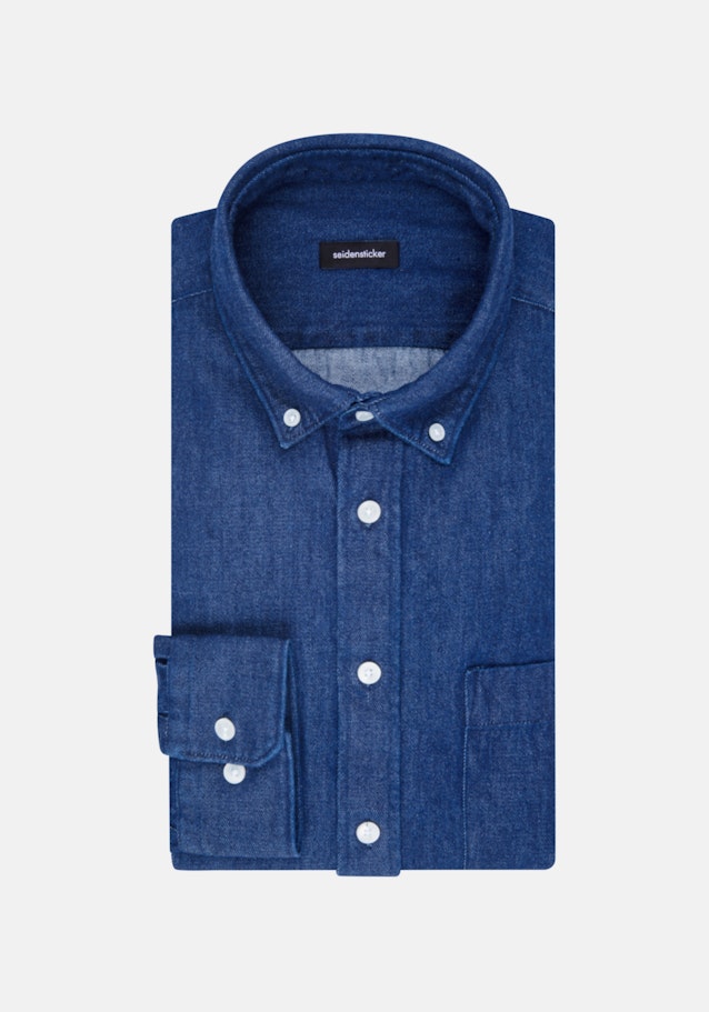 Denim Casual Hemd in Regular mit Button-Down-Kragen in Dunkelblau |  Seidensticker Onlineshop