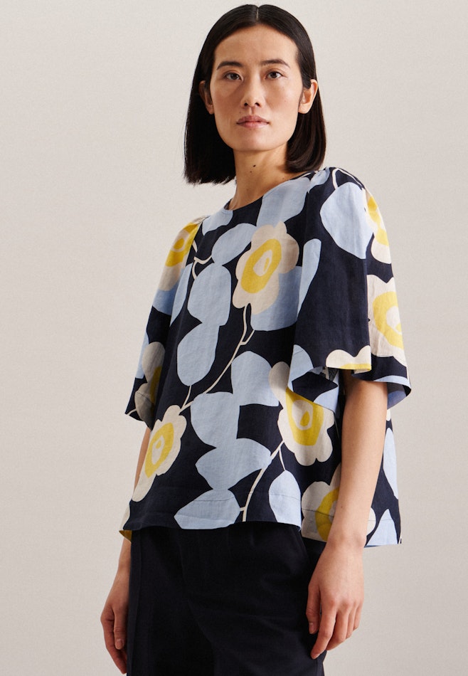 Short sleeve Linen Shirt Blouse in Dark Blue | Seidensticker online shop