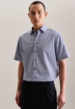 Non-iron Poplin Short sleeve Business Shirt in Regular with Kent-Collar in Medium Blue |  Seidensticker Onlineshop