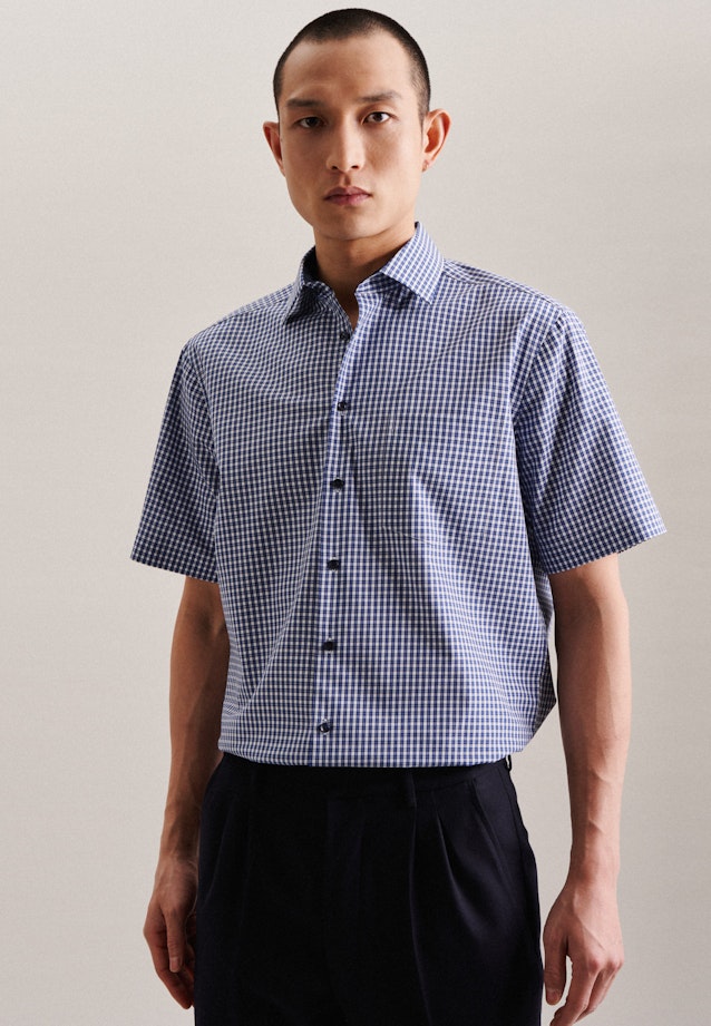 Regular Chemise d'affaires carreaux in Bleu Moyen |  Seidensticker Onlineshop