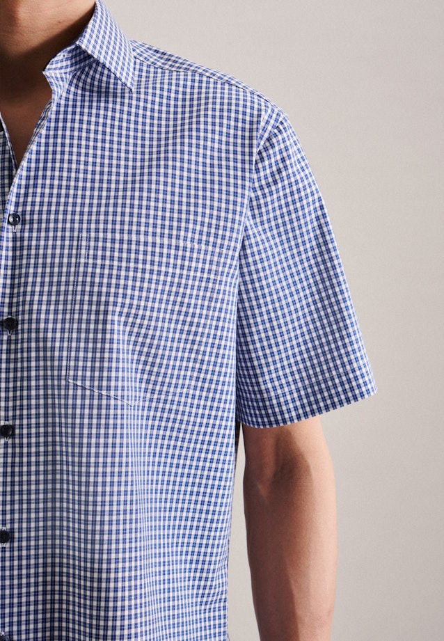 Non-iron Popeline korte arm Business overhemd in Regular with Kentkraag in Middelmatig Blauw |  Seidensticker Onlineshop