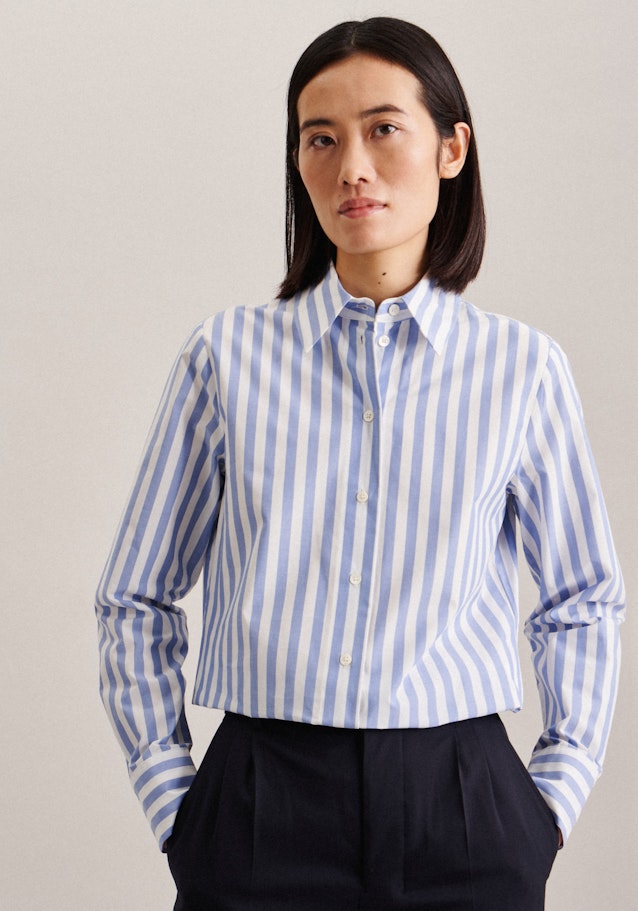 Long sleeve Poplin Shirt Blouse in Medium Blue | Seidensticker Onlineshop