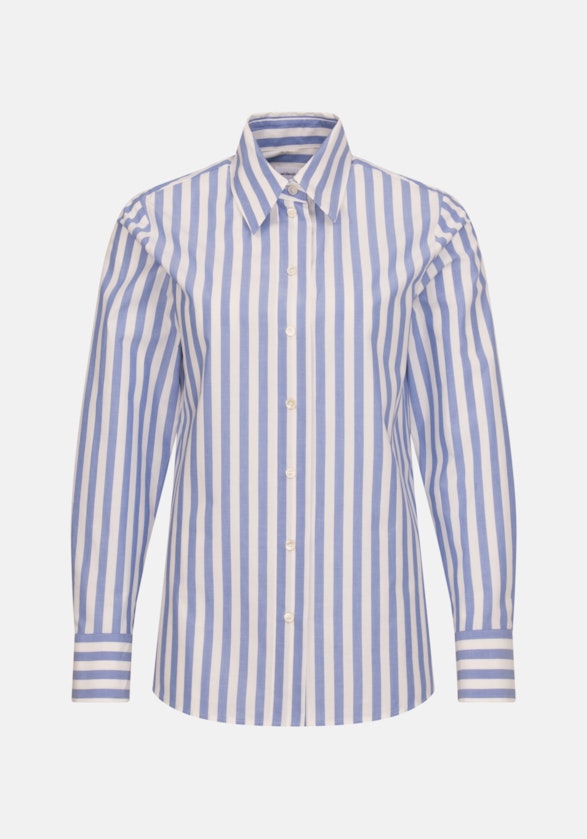 Long sleeve Poplin Shirt Blouse in Medium Blue |  Seidensticker Onlineshop
