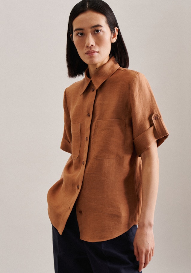Short sleeve Crepe Shirt Blouse in Brown | Seidensticker Onlineshop