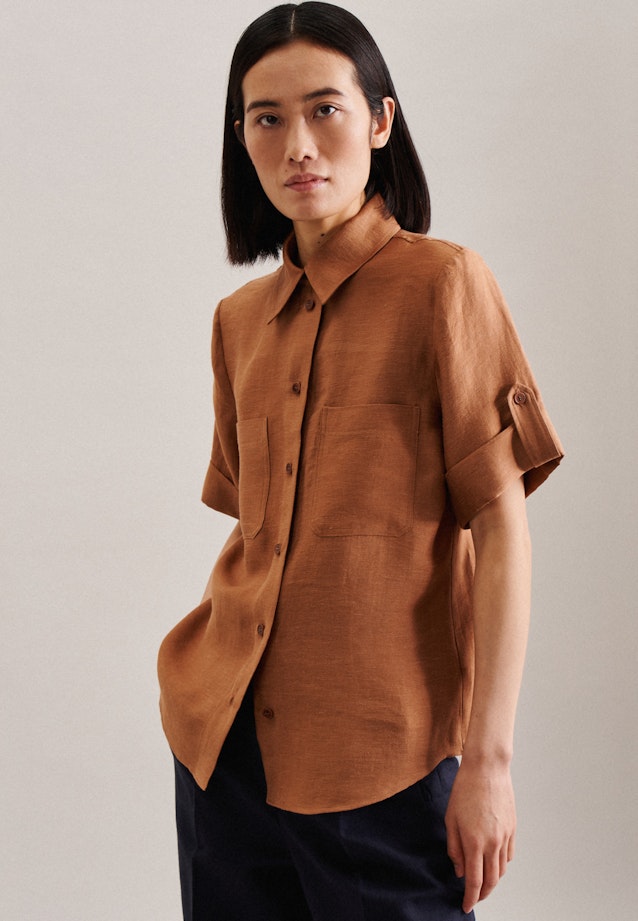 Short sleeve Crepe Shirt Blouse in Brown |  Seidensticker Onlineshop